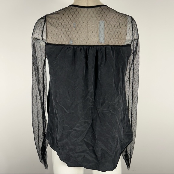 BCBGeneration Black Sheer Silk Mesh Sleeve Blouse S-M *Brand/Size Tag missing* - Picture 4 of 9